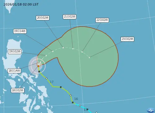 ▲根據最新氣象署「颱風路徑潛勢預測圖」顯示，輕颱「洛鞍」，將在菲律賓東方海面大迴轉，並有逐漸消散的趨勢。（圖／中央氣象署cwa.gov.tw）