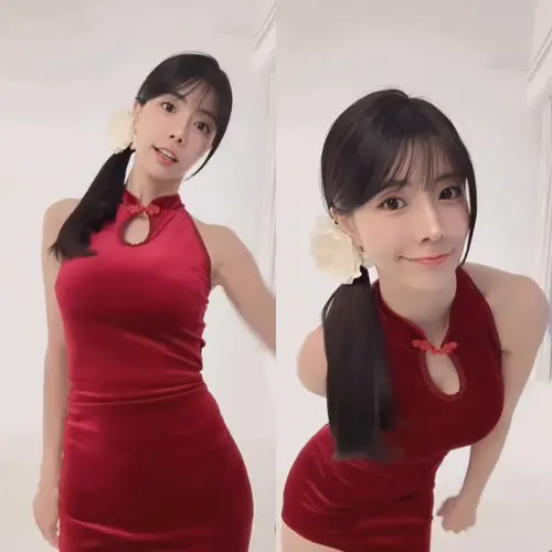 ▲艾融穿合身旗袍跳手勢舞，玲瓏有致的身材曲線一覽無遺。（圖／林艾融臉書）