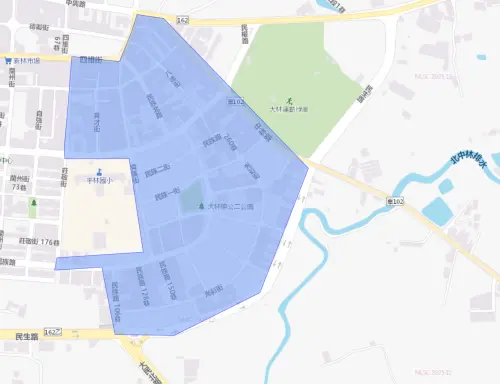 ▲嘉義縣大林鎮1月19日停水影響範圍。（圖／台灣自來水公司water.gov.tw/）