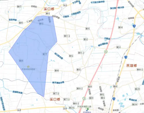 ▲嘉義縣溪口鄉1月19日停水影響範圍。（圖／台灣自來水公司water.gov.tw/）