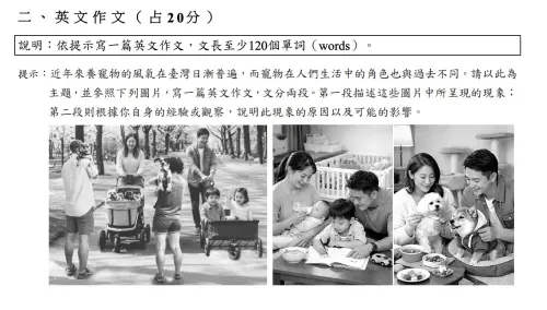 學測英文吃語境！作文「毛小孩」題意直觀　考生：和以往寫法不同
