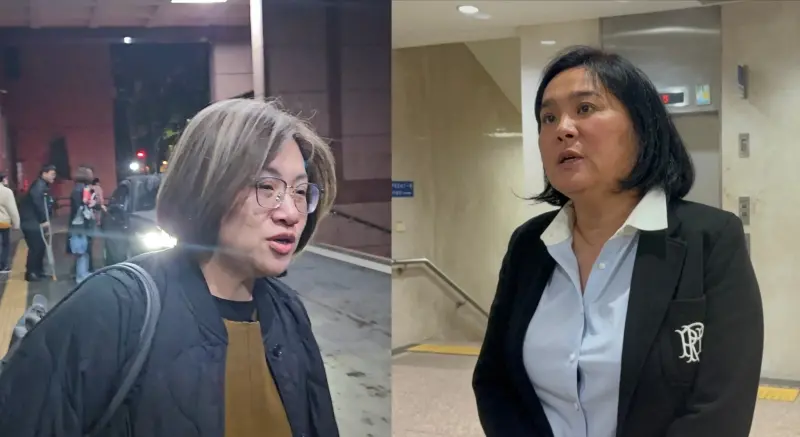 ▲民進黨立委陳培瑜（左）、林宜瑾提告國民黨立委陳玉珍（右）等5名藍白立委涉嫌重傷害罪，在台北地院開庭審理。（圖／記者劉松霖攝）