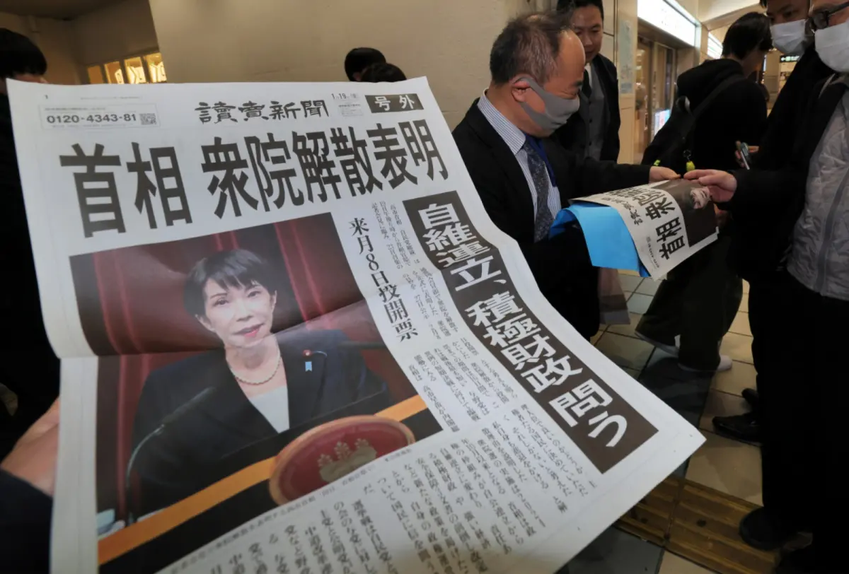 ▲日本首相高市早苗提前解散國會並大選，被認為是一場政治豪賭。（圖／美聯社／達志影像）