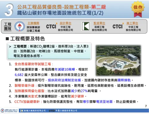 ▲苗栗縣的「鐵砧山碳封存場」是國內首座碳封存示範計畫，已在去年底完工，完成相關核備程序後，目標在2月底啟用。（圖／取自中油簡報）