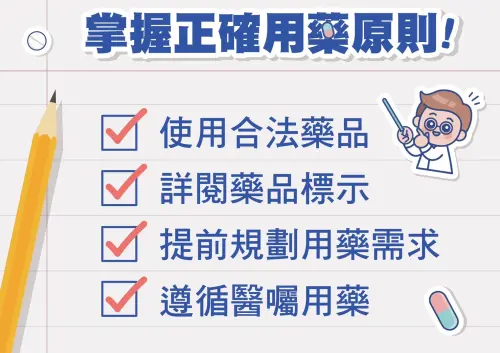 ▲掌握正確用藥5原則。（圖／食藥署提供）