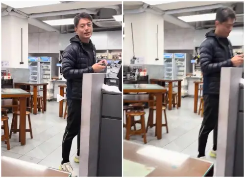 ▲霍建華早餐店被認出　直接幫粉絲買單（圖／微博＠點時新聞）