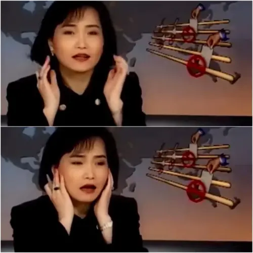 ▲沈春華當時在直播新聞時，被爆炸聲嚇到露出驚慌表情。（圖／沈春華 Live Show臉書）