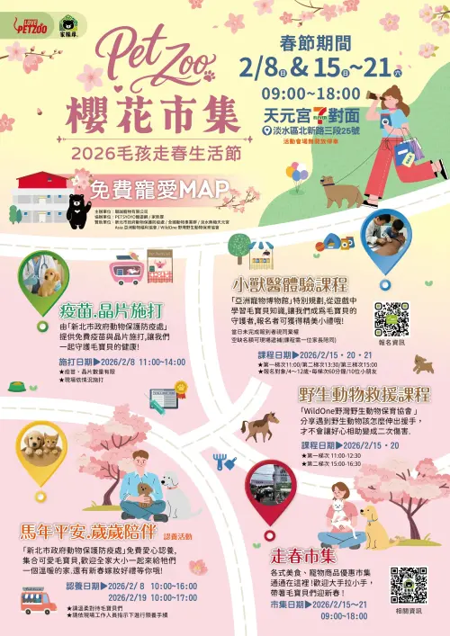 ▲2026 Pet Zoo櫻花市集規劃免費寵愛MAP，敬邀毛爸媽攜家帶寵一起參加！（圖／業者提供）