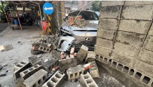 以為恐怖攻擊！名車撞毀國民黨台中黨部圍牆　隔鄰工程師衰被砸傷
