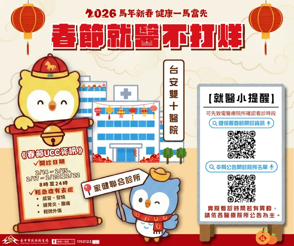 ▲春節醫療不打烊門診資訊公告查詢(圖／衛生局提供2026.1.23)