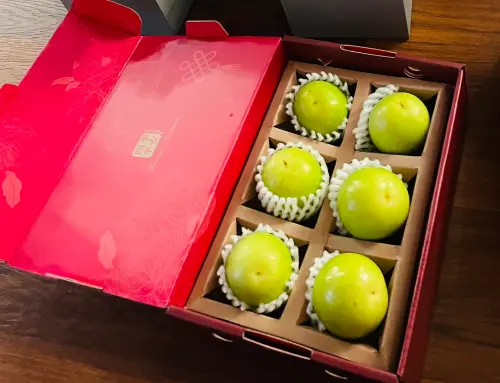 ▲台商聚會現場臺南呈現最吸睛的蜜棗禮盒) 。(圖／南市府提供)