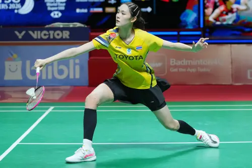 ▲泰國「羽球美少女」歐帕妮普（Pitchamon Opatniputh）首局還能咬住比分，直到第2局中段才被拉開，最終直落二不敵陳雨菲。（圖／美聯社／達志影像）