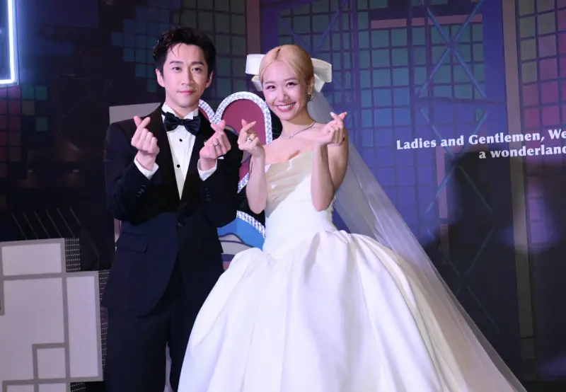 ▲Lulu（右）和陳漢典（左）婚禮星光媲美三金！吳宗憲、王力宏、許光漢都在名單上。（圖／記者林柏年攝）