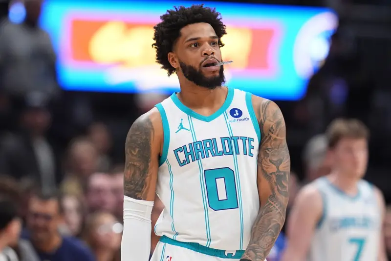 ▲金州勇士希望尋求交易補強陣容，夏洛特黃蜂27歲前鋒布里奇斯（Miles Bridges）成為招募對象，其衝擊籃框、能打爛仗的特色，與重傷倒下的巴特勒亦有許多相似之處。（圖／美聯社／達志影像）