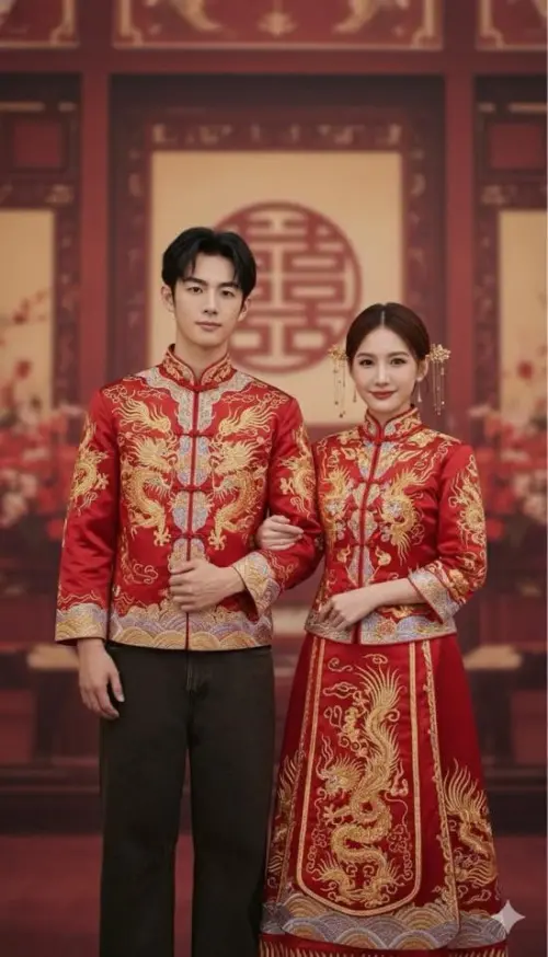 ▲《陽光女子合唱團》導演林孝謙求網友幫忙產出片中有感情線的蕭子墨（左）、安心亞（右）結婚照，果然很快就得到傳統式的婚禮照片。（圖／摘自 threads @gavinlin_1980)