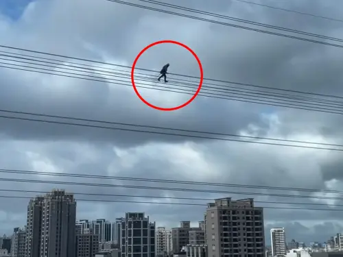 國道驚見「台版霍諾德」！保線員高空走電纜　網驚呼：像在拍電影
