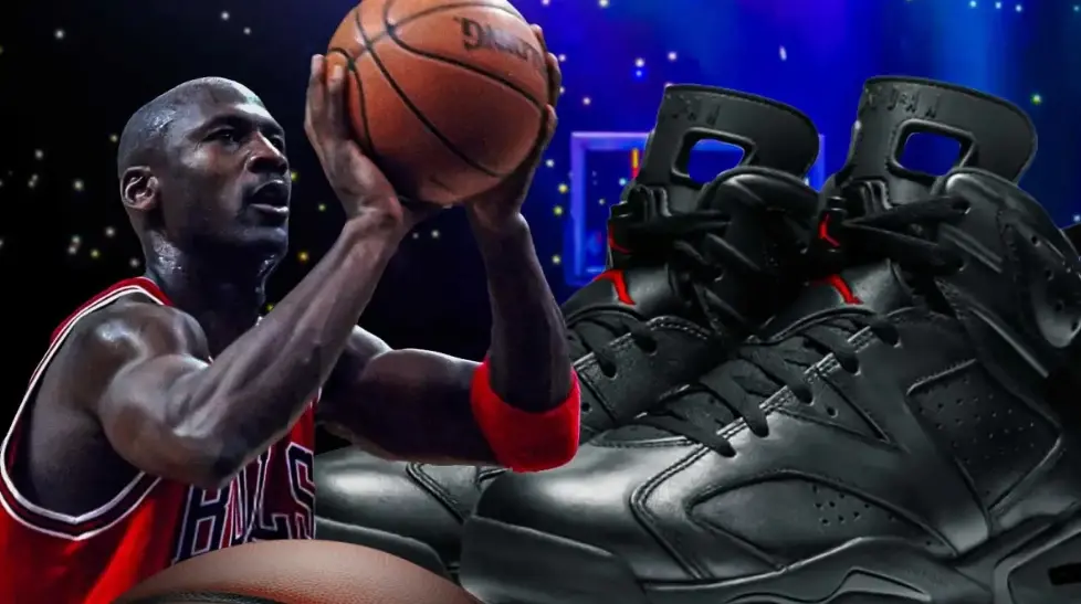 ▲睽違16年，Jordan Brand 重啟傳奇「Bin 23」系列，首發鞋款 Air Jordan 6「BIN 23」（圖）以全黑頂級皮革搭配招牌紅色蠟印，全球僅限量2300雙。（圖／翻攝自House of Heat）