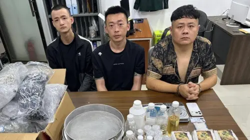 ▲柬埔寨警方逮捕運毒集團，1名台灣人因車禍自撞身亡，其餘三人長相曝光，分別為1名中國人及2名台灣人。（圖／翻攝自柬中時報）