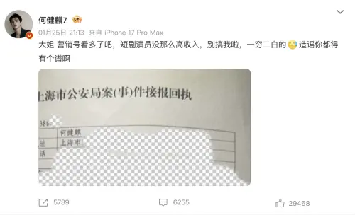 ▲何健麒曬報案單回應事件爭議。（圖／何健麒7 微博）