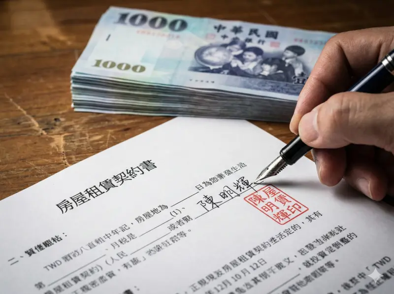 ▲房東注意！若在租賃契約上直接手寫註記「已收押金」或「已收租金」並簽章，該合約即具有銀錢收據性質，若未貼印花稅恐面臨最高15倍罰款。圖為示意，非當事人。（圖／AI 生成）