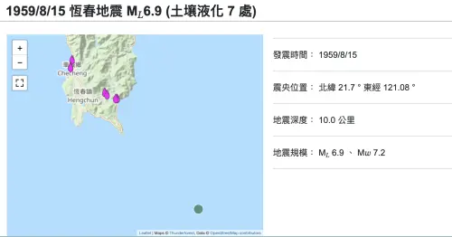▲1959年規模7.1恆春地震，造成多棟房屋倒塌。（圖／翻攝自中央氣象署地震測報中心scweb.cwa.gov.tw）