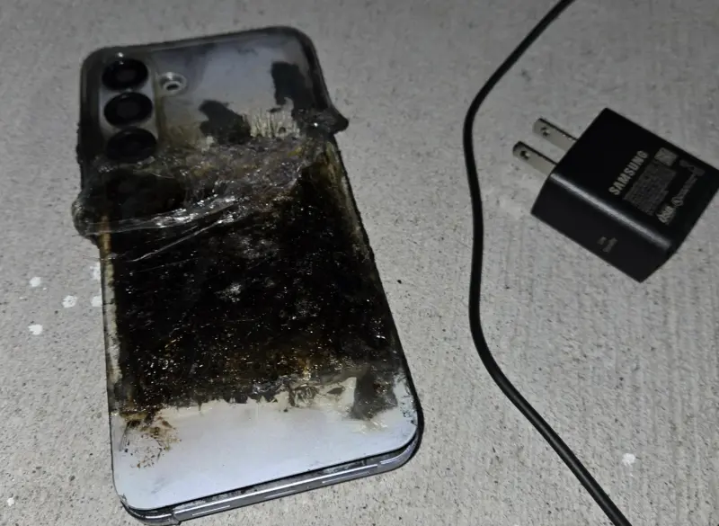 ▲國外有網友的三星S25+手機，購入約2個月，就發生充電爆炸意外，經消防單位調查為熱失控，官方日前也認了，將會賠償相關費用。（圖／翻攝reddit@scoopofwei）