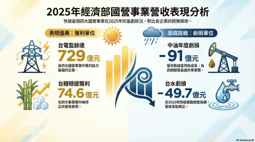 「油電糖水」營收出爐！台電賺729億　重返「國營事業獲利王」　
