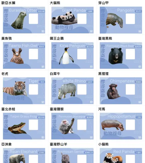 ▲北市動物園提供的認養計畫有多達42種褓姆卡面。（圖／北市動物園）