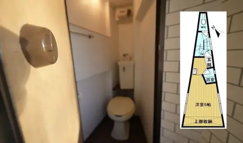 ▲這棟公寓的廁所要出門才可以上。（圖／翻攝自YouTube＠Tokyo Lens）