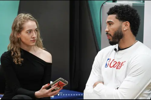 ▲塔圖姆（右）意外因爭議言論受到關注，主跑塞爾提克的記者黛姬爾出面為其緩頰。（圖／取自黛姬爾IG）