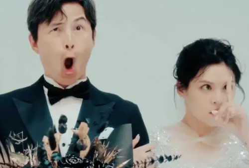 ▲夏宇童（右）、孫協志（左）拍婚紗照的搞笑畫面曝光。（圖／IG@sha_ariel）