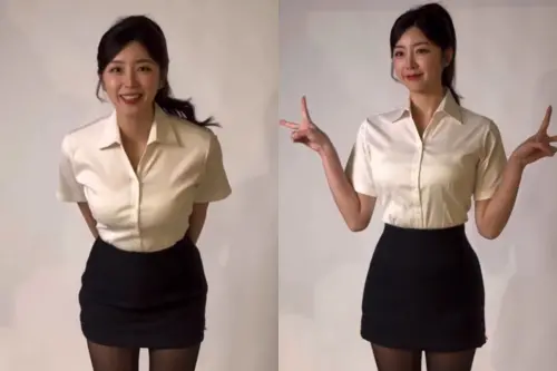 ▲安芝儇穿OL套裝工作，魔鬼身材畢露。（圖／안지현 IG@）