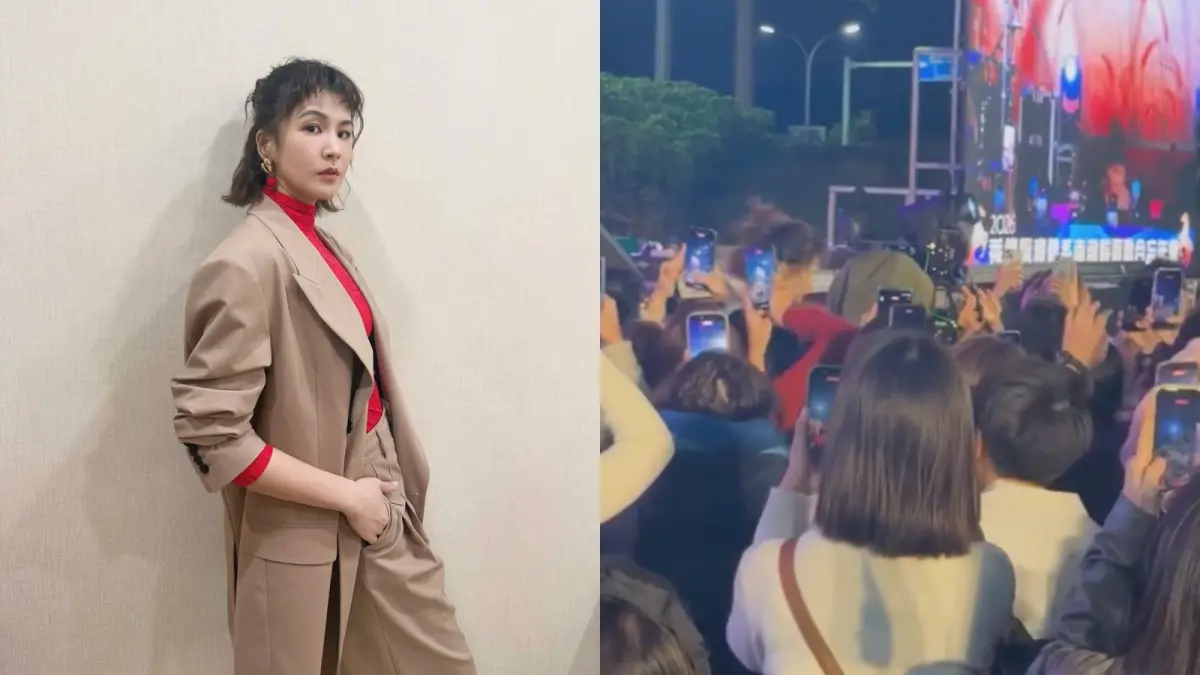 ▲曾沛慈受邀至秀傳醫療體系南部院區尾牙獻唱，卻在舞台上不慎摔倒、屁股著地，所幸周圍全是醫護人員無大礙，她事後幽默自嘲並送上祝福，化解尷尬。（圖／翻攝自曾沛慈IG@tseng_pets_ohyeah）