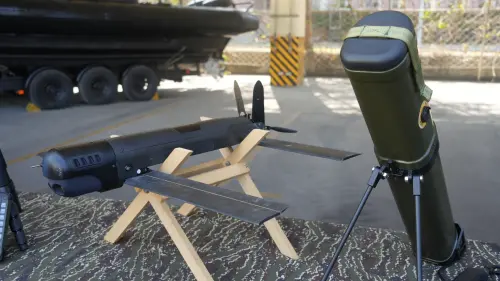 ▲海軍陸戰隊新撥交國造「勁蜂1型」攻擊無人機。（圖／記者呂炯昌攝，2026.01.29）