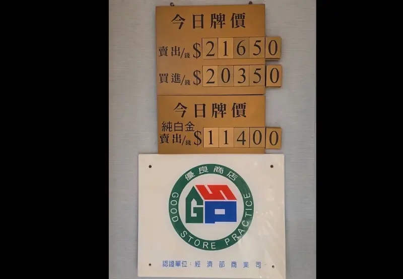 ▲國際黃金現貨價格不斷創新高，國內銀樓飾金每錢賣出價今（29）日也來到21650元天價。（圖／業者石文信提供）