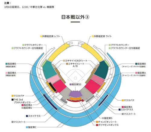 ▲2026 WBC經典賽中華隊打韓國座位圖。（圖/eplus官網）