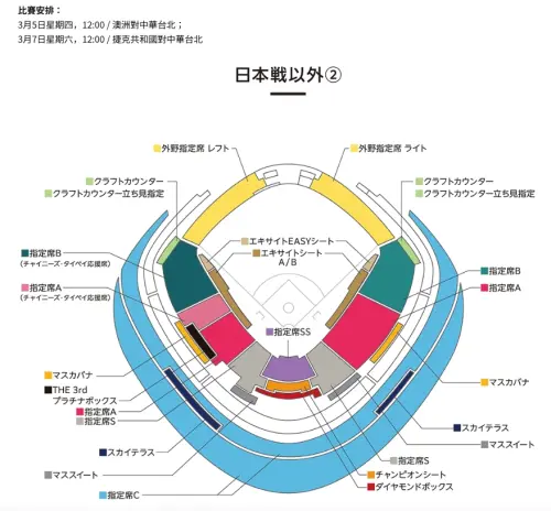 ▲2026 WBC經典賽中華隊打澳洲、捷克座位圖。（圖/eplus官網）
