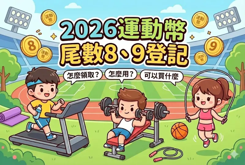 ▲2026運動幣登記懶人包！2026運動幣於1月26日起開放登記，前5日採身分證尾數分流，今（30）日輪到尾數8、9登記，民眾皆可至動滋網500.gov.tw登記。《NOWNEWS》整理運動幣怎麼領取、怎麼使用，以及可以買什麼等資訊。（圖／Gemini生成）
