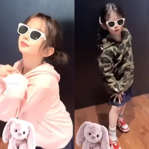 ▲郭富城大女兒Chantelle（左圖）和二女兒Charlotte跳BABYMONSTER的歌曲〈PSYCHO〉。（圖／方媛抖音）