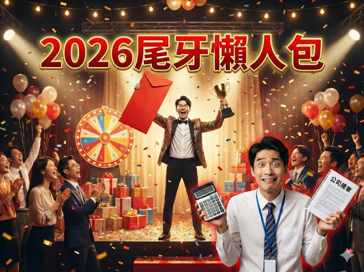 ▲2026 尾牙季登場！這張懶人包主圖彙整了上班族最關心的加班費權益、中獎扣稅門檻、開運抽獎秘訣及應酬金句，助你聰明參加尾牙，好運與權益一把抓。（示意圖／由 AI 生成）