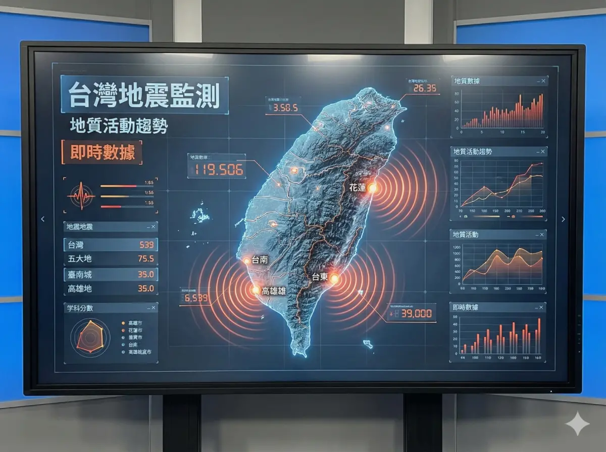 ▲專家郭鎧紋整理之 2011-2025 台灣顯著有感地震統計，台南次數緊追宜蘭登上第四。（示意圖／由 AI 生成）