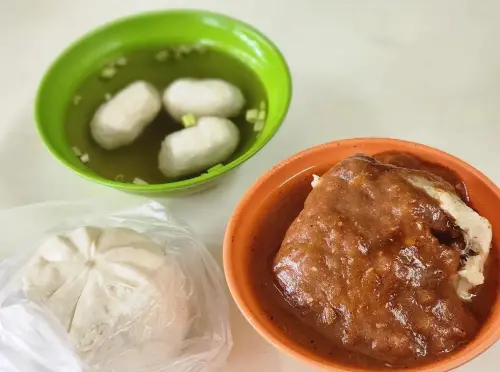 ▲文化阿給招牌的「周杰倫套餐」就是阿給、魚丸湯、包子各一份，不久之後就會回歸。（圖／文化阿給臉書）