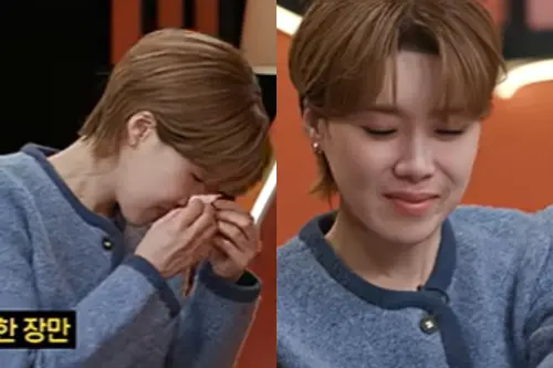 ▲張度練（如圖）提到具俊曄守墓的近況，當場淚灑攝影棚。（圖／翻攝自KBS 셀럽병사의 비밀YouTube）