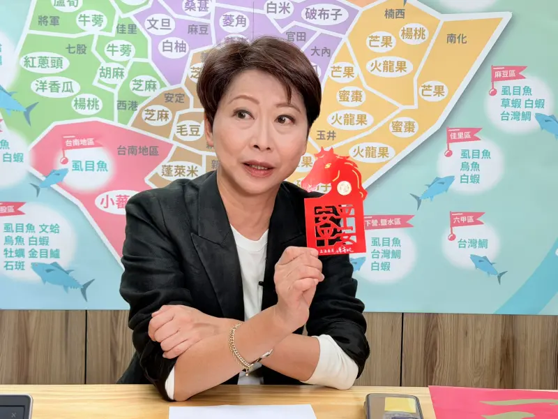 ▲ 陳亭妃秀出手工「一元復始」紅包。（圖／記者嚴俊強攝）（圖／記者嚴俊強攝）