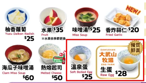 ▲SUKIYA官方菜單上，也可清楚可見，不論是溫泉蛋、生雞蛋，都是以白碗呈現裝盛食品。（圖／SUKIYA（すき家）官網）