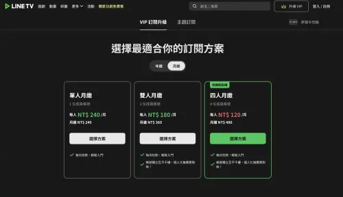 ▲LINE TV有推出多人共買月租方案。（圖／LINE TV）