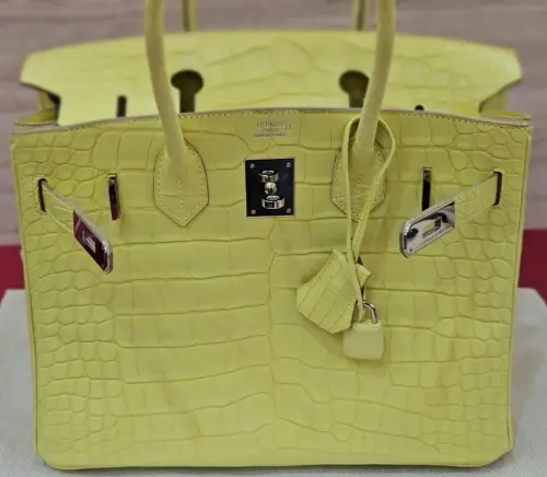 ▲這款「愛馬仕霧面鱷魚皮鉑金包」由太子集團在台最高領導人李添所持有，最終以84萬元拍出。（圖／記者劉松霖攝）