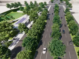 ▲捷運黃線民族路道路復原後之綠廊示意圖。（圖／高市府捷運局提供）