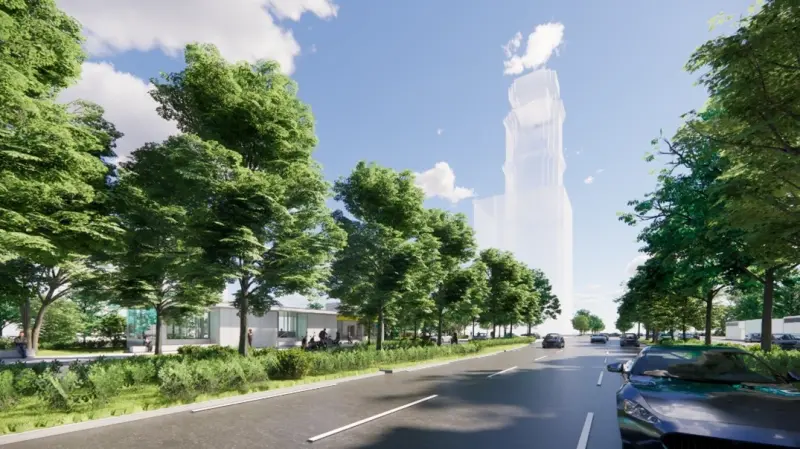 ▲捷運黃線民族路，道路復原後之綠廊示意圖。（圖／高市府捷運局提供）