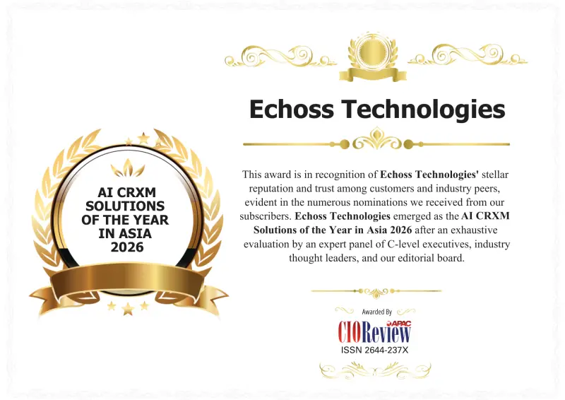 ▲Echoss Technologies 榮獲美國科技媒體 CIOReview 評選為 「AI CRXM Solutions of the Year in Asia 2026」（圖／Echoss Technologies提供）